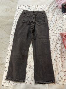 Washed Black Grey Wide Leg Jeans
