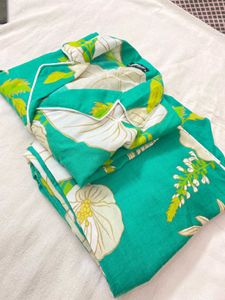 Green Floral Pajama Set
