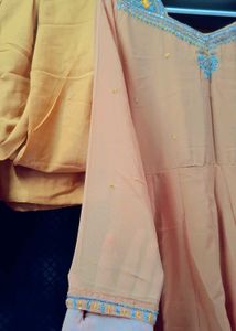mustard orange Anarkali Suit Set