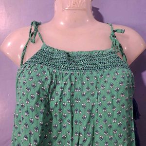 Boho Green Floral Print Summer Top