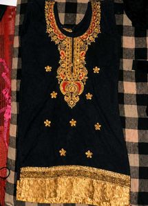 Navy Blue and Rust-Orange Salwar Suit Set