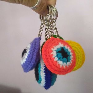 Crocheted Evil Eye Keychains