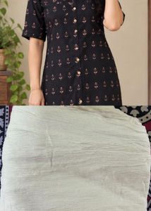 Black Printed Kurta With Plazzo