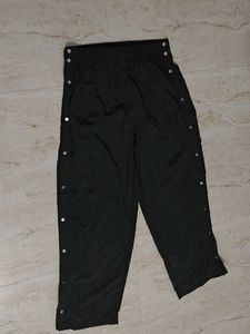 Black Snap Button Track Pants