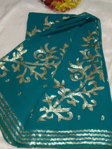 Teal Embellished Saree with blouse