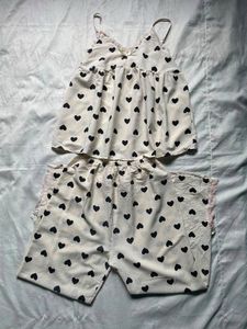 Cute Heart Print Pajama Set