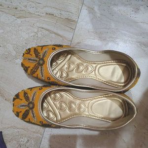 Embellished Yellow Jutti Footwear
