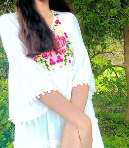 Embroidered White one piece