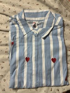 Blue Striped Heart Top