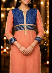 Elegant Peach & Blue Kurti