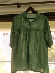 Green Embroidered Top