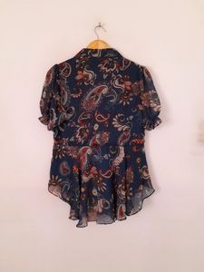 Navy Blue Printed Top (Women's)