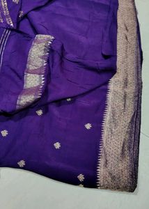 Purple pure dola Silk Saree with stone