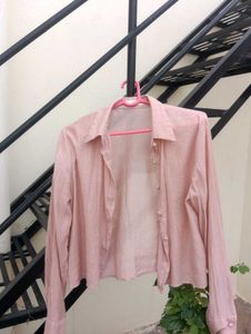 Peach Textured Button-Up Shirt