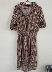 Striped Button-Up Midi Dress