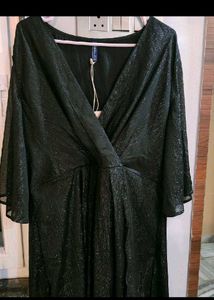 Sparkly Black Wrap Dress