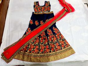 🇳🇿💫🎀Elegant Navy &amp; Red Embroidered Lehenga
