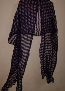 Crinkled Plaid Dupatta Scarf neavy blue