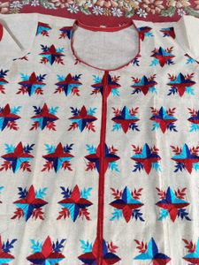 Embroidered Katha Stitch Pure cotton kurta♥️💙