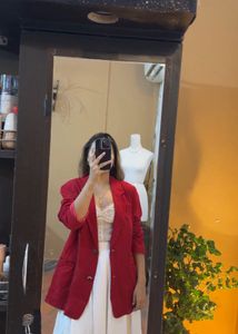 red oversized blazer