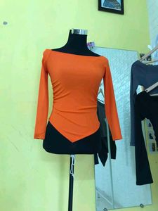 Tangerine Offshoulder Top
