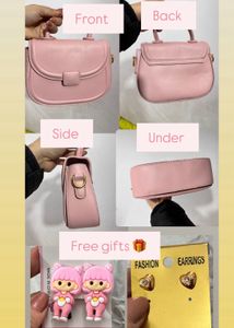 Korean Pink Top Handle Bag with Strap