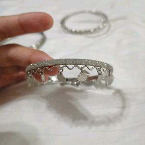 Silver Bangles Bracelet Set Of 5