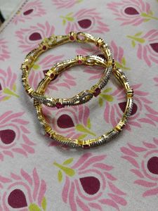 Elegant Ruby &amp; CZ Bangle Set