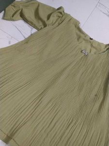 Pleated Top with Bow Detail