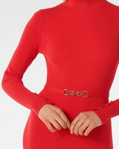 FOREVER NEW Elegant Red Maxi Dress with Belt