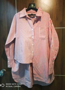 Color Block Striped Button-Up Shirt