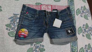Stylish Denim Shorts with Patches