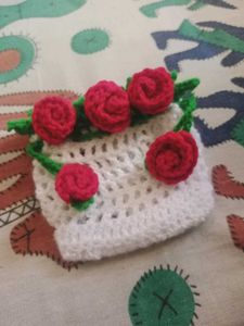 Handmade Crochet Rose Mini Bag