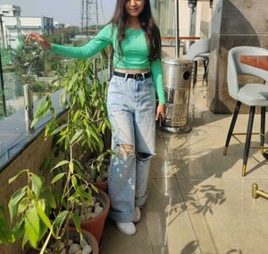 H&amp;M Mint Green Ribbed Long Sleeve Top