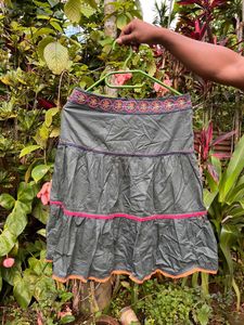 Boho Tiered Embroidered Ethnic Skirt