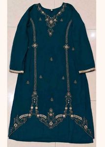 Elegant Teal Embroidered Kurta Set