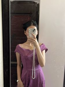 Elegant Off-Shoulder Purple Dress