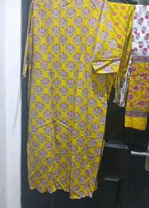 house of patodi Yellow Floral Print Kurta Set