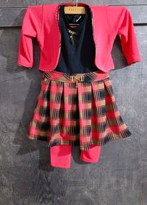 Girls Pink Party And Casual Wear Dress