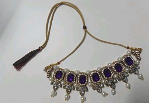 Purple &amp; Pearl Necklace Set