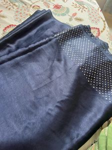 Elegant Navy Blue Embellished Saree