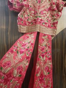 Embroidered Dark Pink Long Blouse with