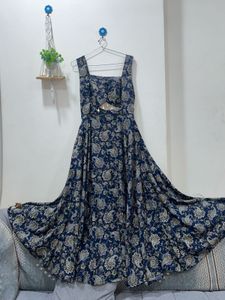 Navy Paisley Print Maxi Dress