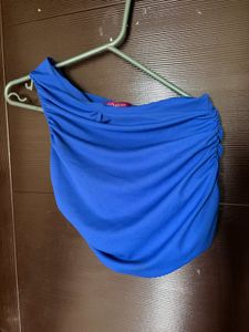 Vibrant Blue One-Shoulder Ruched Top