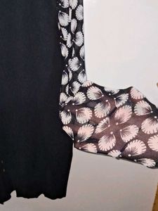 Black Sweater Top With Net Sleeves
