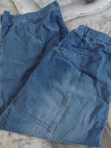 Light Wash Denim Cargo Pants