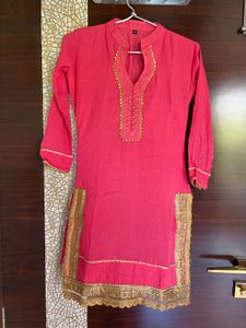 Beautiful Mul Cotton Pink Kurta Set with Garara