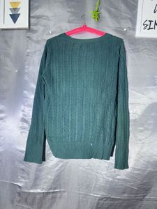 Green Cable Knit Cardigan