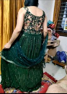 Emerald Green Sequined Lehenga Set