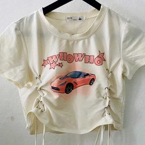 Cute Car Graphic Cropped Tee